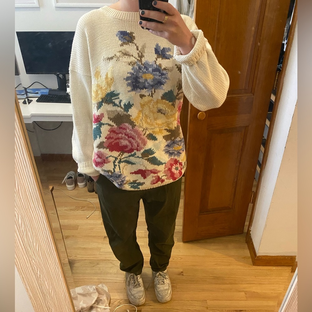 Vintage Knit Floral Sweater